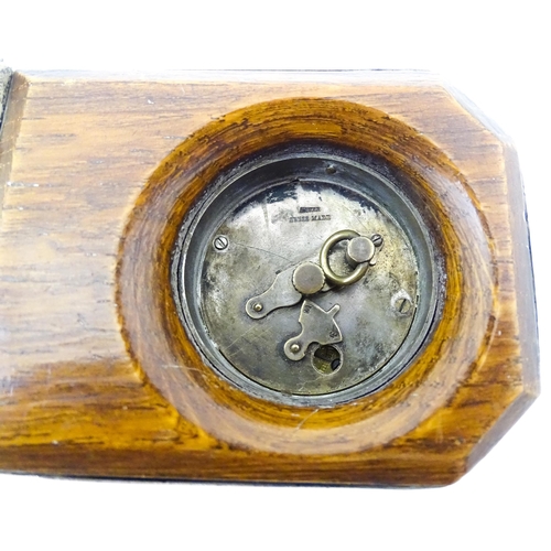 560 - WWII RAF interest : A silver cased mantle clock with engine turned decoration and inscription to ' F... 