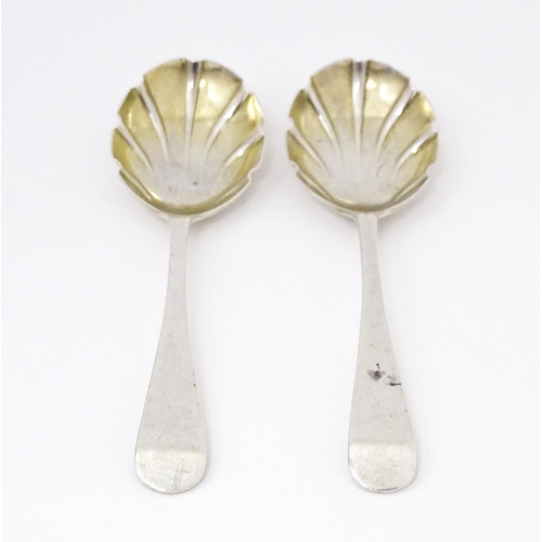 564 - A pair of silver spoons with shaped bowls. Hallmarked Birmingham 1910 maker Elkington & Co. 6