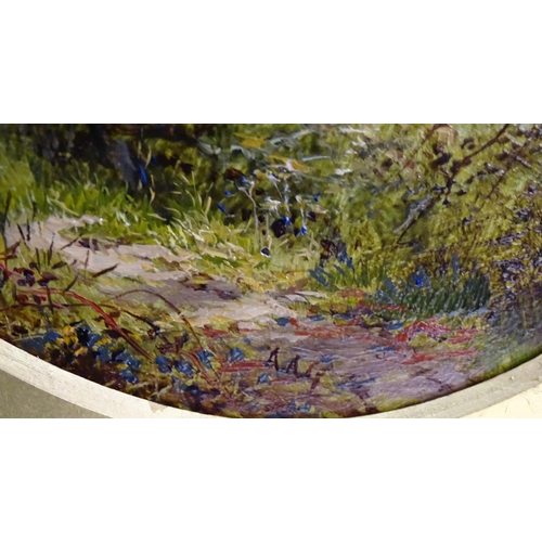 1908 - Alfred Augustus I Glendening (c.1840-c.1910), Oil on board, A pair of oval landscapes, Scene in Whar... 