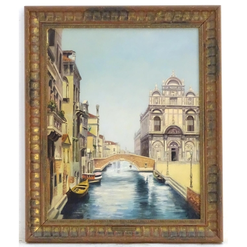 1909 - Manner of Harald Peter W. Schumacher (1836-1912), Oil on canvas, A Venetian canal scene with gondola... 