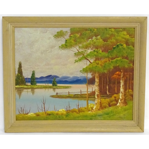 1914 - Sullivan, 20th century, American School, Oil on board, A pair of Japanese style lake landscapes with... 