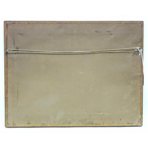 2201 - A 19thC birdseye maple frame of rectangular form, containing a 19thC engraving depicting six decorat... 