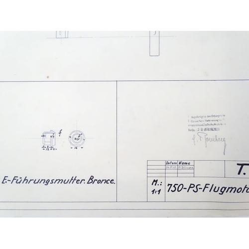 2210 - A quantity of early 20thC technical / engineering / line drawings / blueprints associated with the T... 