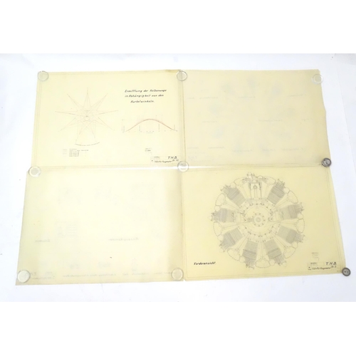 2210 - A quantity of early 20thC technical / engineering / line drawings / blueprints associated with the T... 