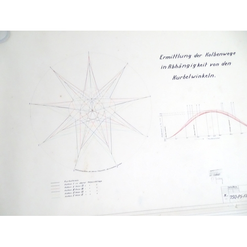 2210 - A quantity of early 20thC technical / engineering / line drawings / blueprints associated with the T... 