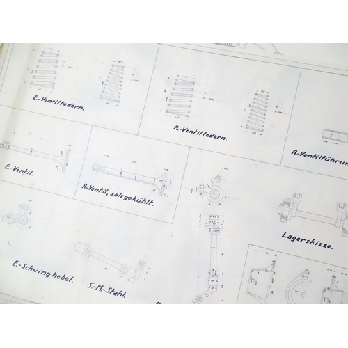 2210 - A quantity of early 20thC technical / engineering / line drawings / blueprints associated with the T... 