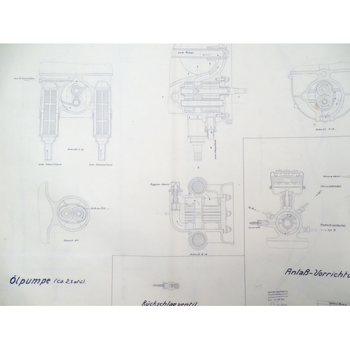 2210 - A quantity of early 20thC technical / engineering / line drawings / blueprints associated with the T... 