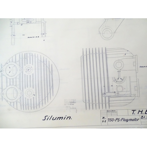 2210 - A quantity of early 20thC technical / engineering / line drawings / blueprints associated with the T... 