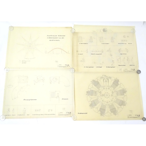 2210 - A quantity of early 20thC technical / engineering / line drawings / blueprints associated with the T... 