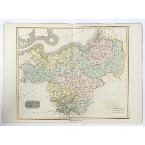 2217 - Map: A 19thC engraved map titled Prussian Dominions after John Thomson, for Thomson's New General At... 