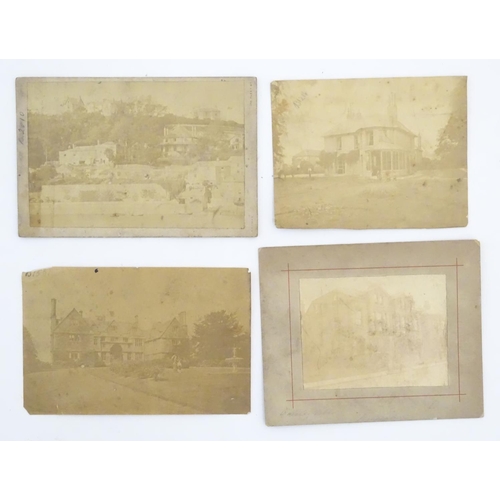 2223 - A quantity of Victorian sepia photographs depicting houses, interior scenes and landscapes, possibly... 