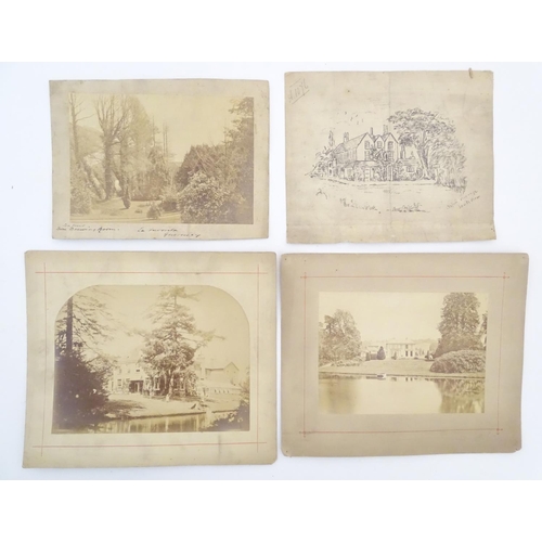 2223 - A quantity of Victorian sepia photographs depicting houses, interior scenes and landscapes, possibly... 