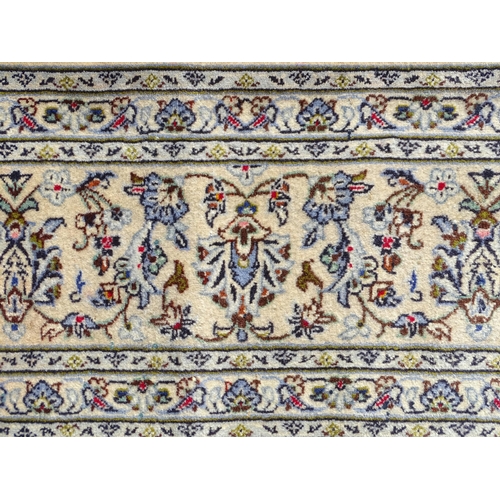 1494 - Carpet / Rug : A Central Persian Kashan carpet, the cream ground with central medallion with floral ... 