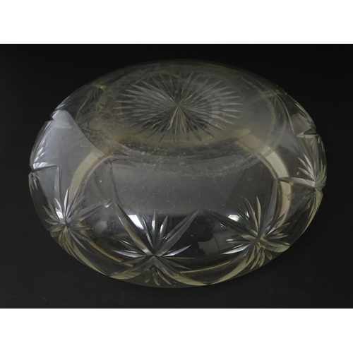 300 - A cut glass bowl with silver rim hallmarked London 1927. Approx 3 3/4