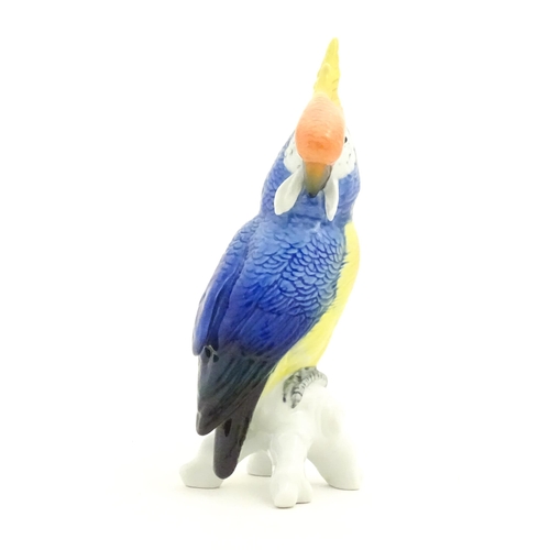 169 - A Karl Ens model of a Parrot / Cockatoo perched on a branch. Marked under. Approx. 7 3/4