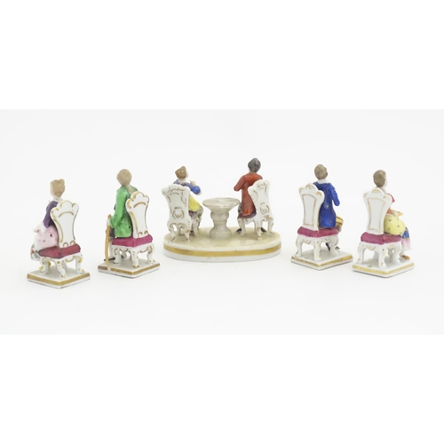 184 - A quantity of assorted Continental porcelain miniatures formed as Regency figures. Some marked under... 