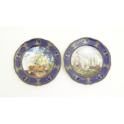 185 - Four assorted plates to include : George Jones, with a decorated gold gilt margin encompassing a tes... 