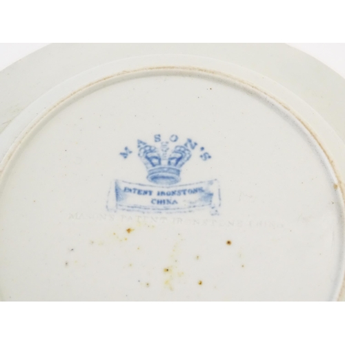 214 - A quantity of assorted blue and white plates, dishes, bowls, etc. Patterns to include Triumphal Car,... 