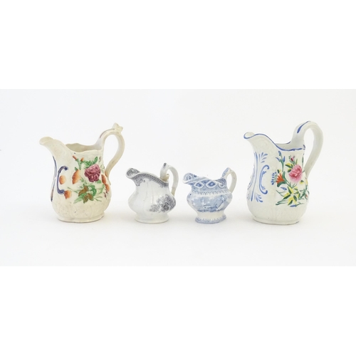 219 - Eight assorted Victorian jugs to include Pratt wares style examples, a Royal commemorative jug for Q... 