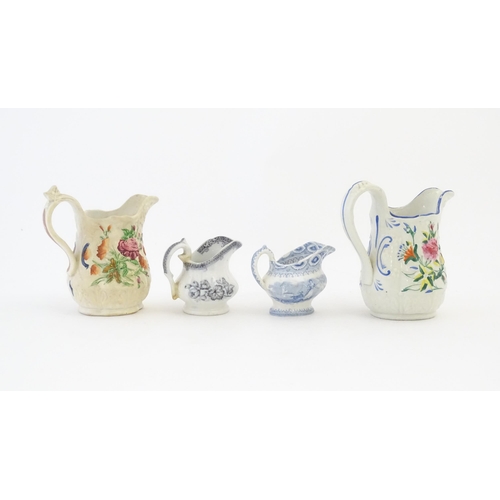 219 - Eight assorted Victorian jugs to include Pratt wares style examples, a Royal commemorative jug for Q... 