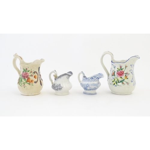 219 - Eight assorted Victorian jugs to include Pratt wares style examples, a Royal commemorative jug for Q... 