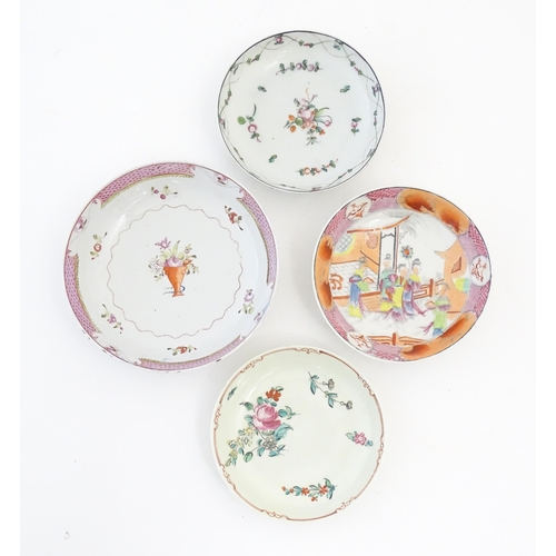 225 - Seven pieces of 18th / 19thC English hand painted porcelain to include examples by New Hall, Lowesto... 