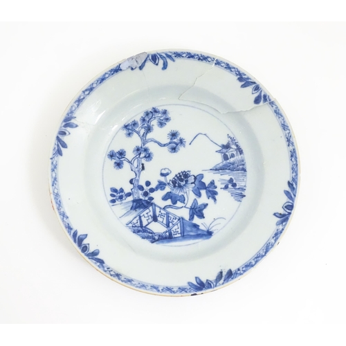 242 - Assorted blue and white wares to include a Liverpool style bowl decorated with flowers and foliage, ... 