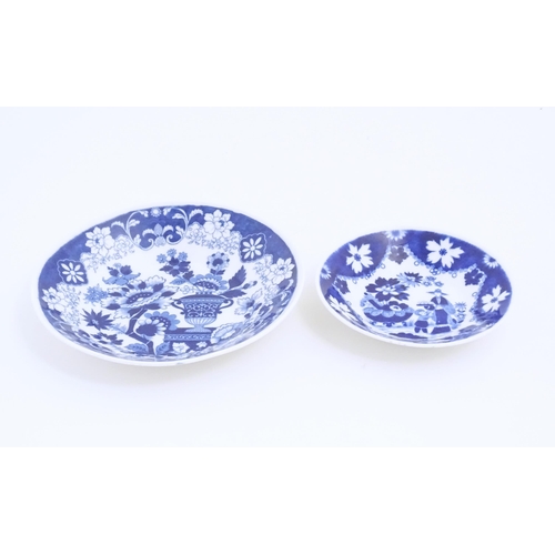 58 - Two Hilditch & Sons blue and white wares comprising a shallow bowl in the Willow pattern, and a dish... 
