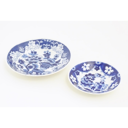 58 - Two Hilditch & Sons blue and white wares comprising a shallow bowl in the Willow pattern, and a dish... 