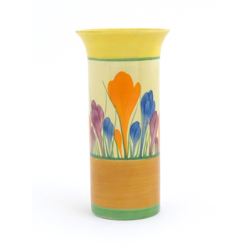 75 - A Clarice Cliff vase decorated in the Crocus pattern, shape no. 196. Marked under Bizarre by Clarice... 