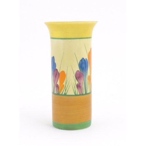 75 - A Clarice Cliff vase decorated in the Crocus pattern, shape no. 196. Marked under Bizarre by Clarice... 