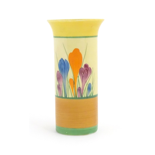 75 - A Clarice Cliff vase decorated in the Crocus pattern, shape no. 196. Marked under Bizarre by Clarice... 