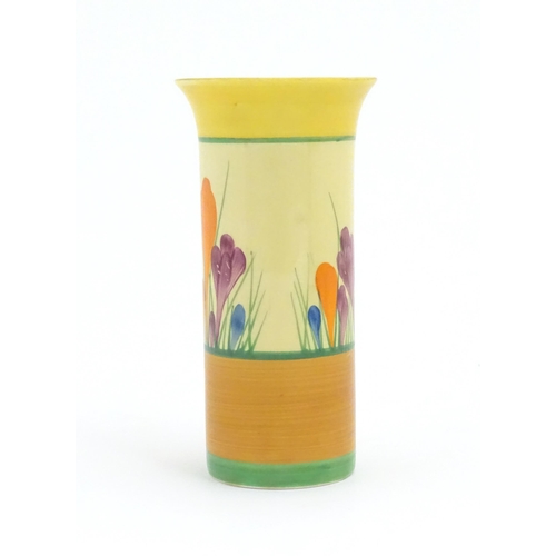 75 - A Clarice Cliff vase decorated in the Crocus pattern, shape no. 196. Marked under Bizarre by Clarice... 