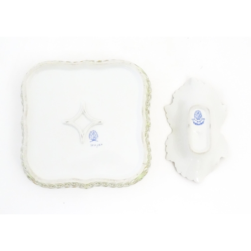 258 - Two items of Herend porcelain decorated in the Queen Victoria pattern comprising a dish of squared f... 