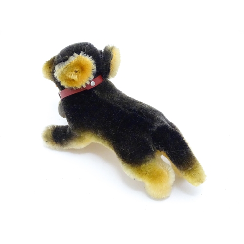 1450 - Toy: A 20thC Steiff mohair soft toy modelled as a Dachshund dog - Lumpi, with stitched nose, felt to... 