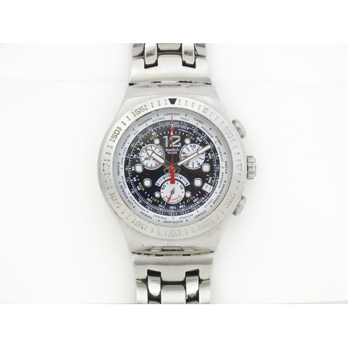 823 - A Swatch Irony chronograph watch with original bracelet. Approx 2