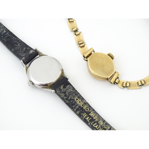 824 - A ladies Omega wind wristwatch together with a 9ct gold cased Gradus ladies wristwatch with gold pla... 