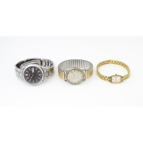 827 - Three assorted wristwatches, makers comprising Seiko, Pulsar and Remo (3)