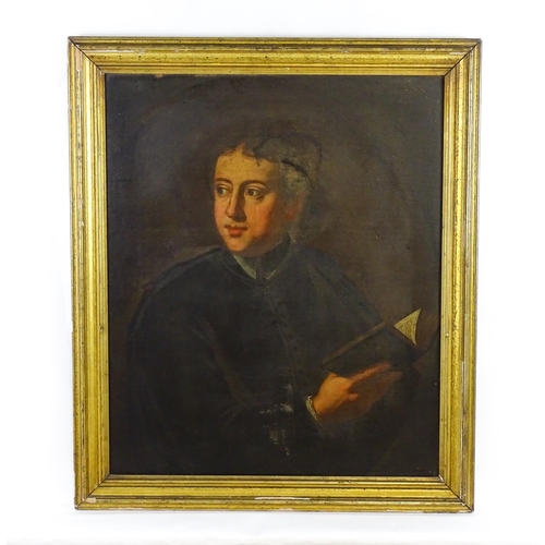 1799 - 19th century, English School, Oil on canvas, A portrait of a young scholar holding a book. Approx. 2... 