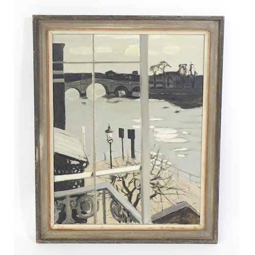 1802 - Richard Macdonald (1919-1993), Oil on canvas, A view of Richmond Bridge over the River Thames from a... 