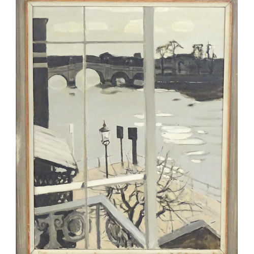 1802 - Richard Macdonald (1919-1993), Oil on canvas, A view of Richmond Bridge over the River Thames from a... 