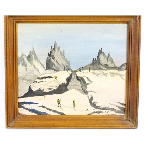 1808 - Etienne Dunand, 20th century, Oil on board, Ascension of Mont Blanc. Signed and titled lower right. ... 