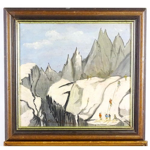 1808 - Etienne Dunand, 20th century, Oil on board, Ascension of Mont Blanc. Signed and titled lower right. ... 