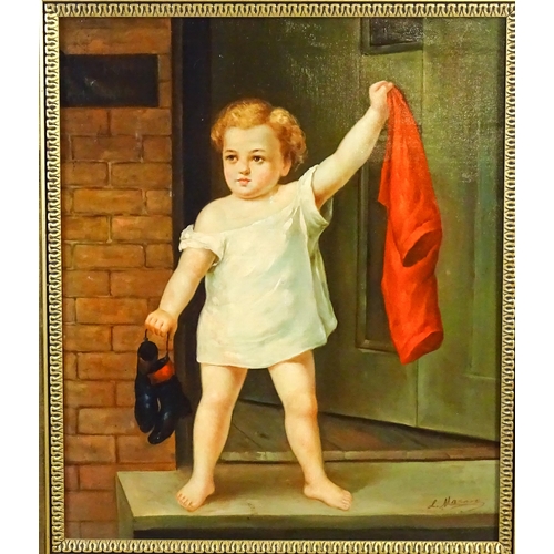 1812 - After John George Brown (1831-1913), 20th century, Oil on canvas, A portrait of an infant on a front... 