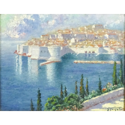 1819 - 20th century, Oil on canvas laid on board, A view of Dubrovnik, Croatia. Indistinctly signed lower r... 