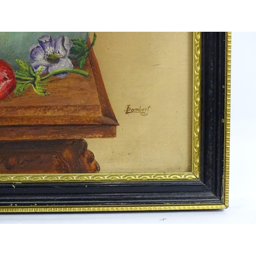 1873 - Lambert, 20th century, Oil on canvas, A still life study with flowers in a twin handled vase. Signed... 