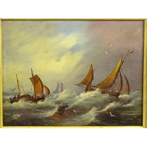 1878 - Manner of John Moore of Ipswich (1821-1902), 20th century, Oil on board, Fishing boats in a rough se... 