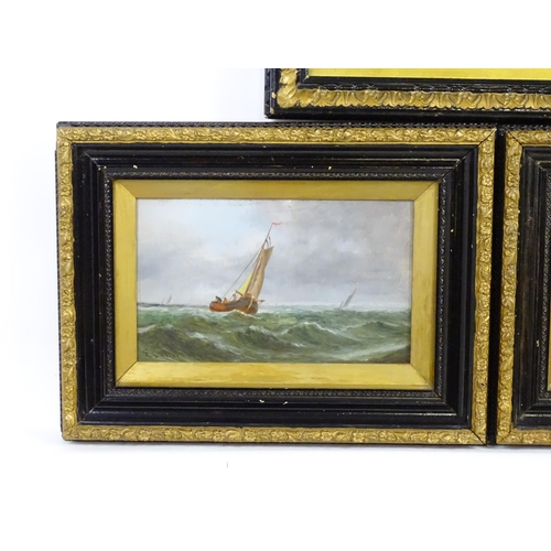 1881 - E. Wilson, Late 19th century, Marine School, Oil on boards, Two seascapes depicting fishing boats in... 