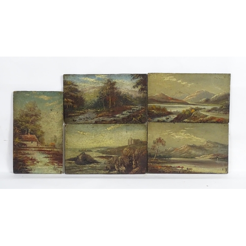 1891 - Hugh Church, 19th century, Oil on boards, Five landscape scenes comprising Watersmeet, Lynmouth; The... 