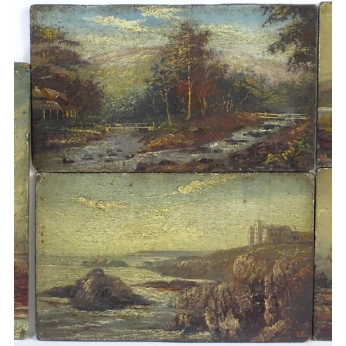 1891 - Hugh Church, 19th century, Oil on boards, Five landscape scenes comprising Watersmeet, Lynmouth; The... 